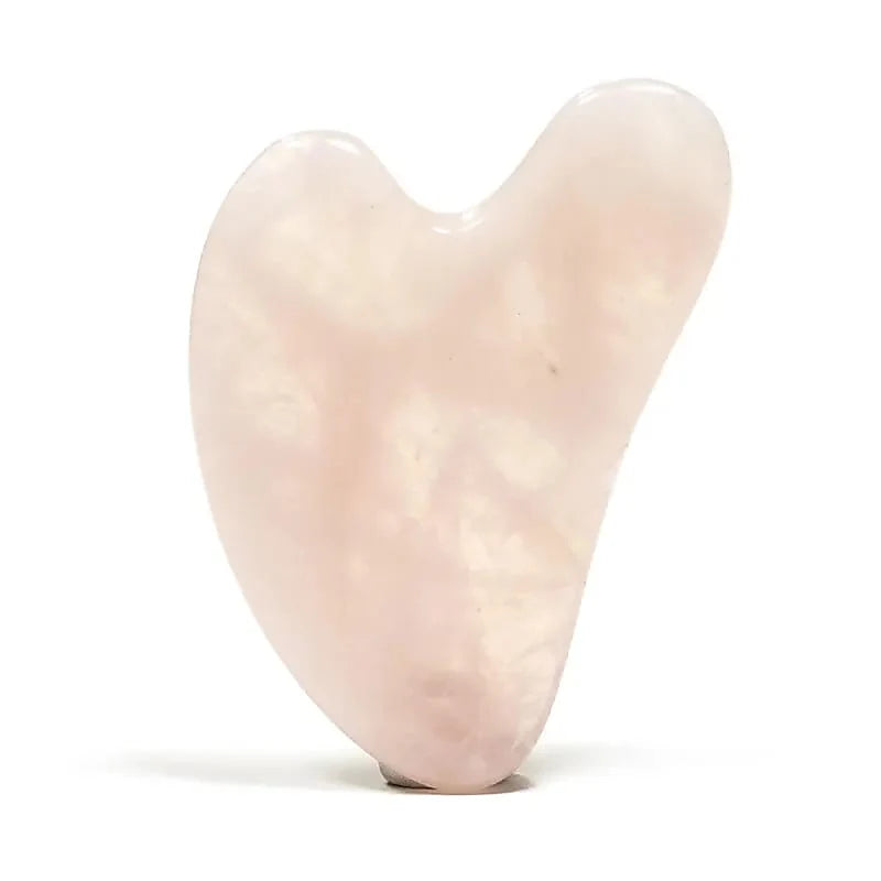 Rozenkwarts Gua Sha hartvorm – gezichtsmassage en lymfedrainage, ca. 8 cm