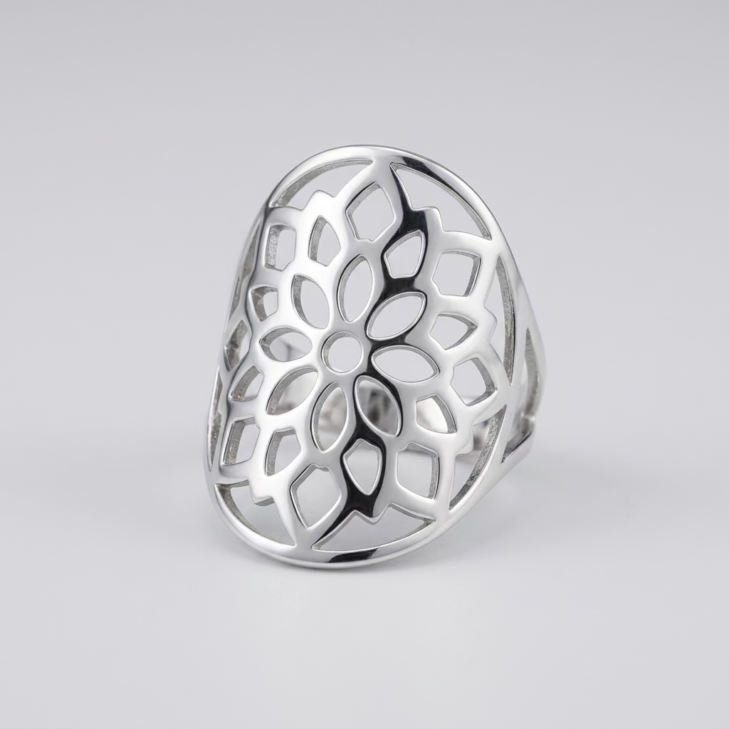 Ring Bloemmotief Zilverkleurig
