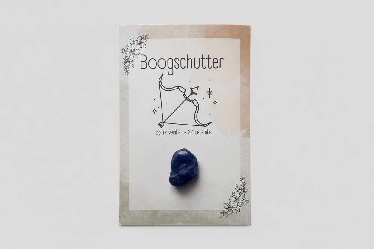 Sagittarius Zodiac Card with Stone