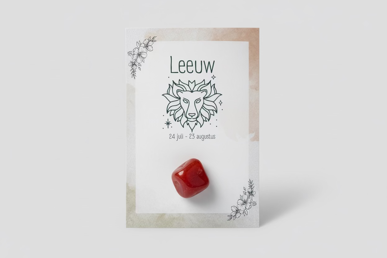 Leo Zodiac Card with Stone