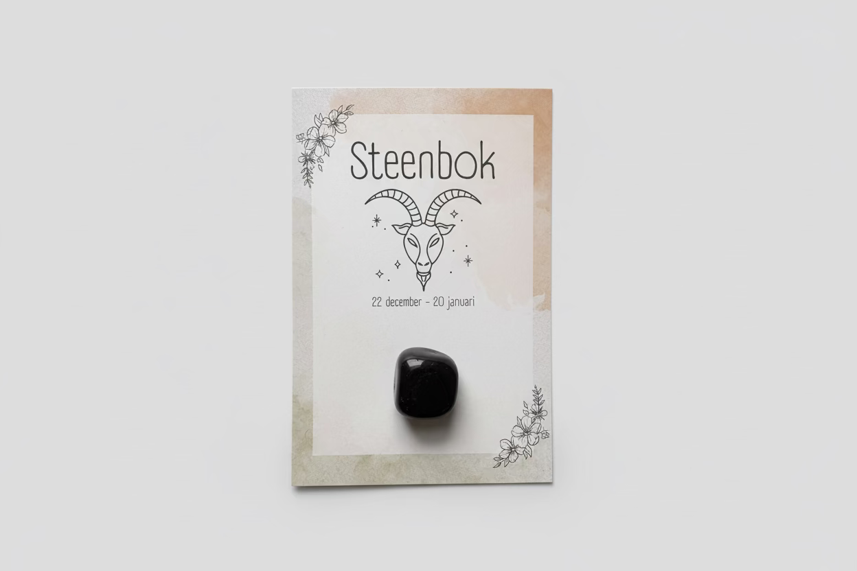 Capricorn Zodiac Sign Card with Stone
