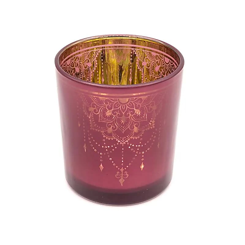 Oudroze metallic sfeerlicht glas met mandala