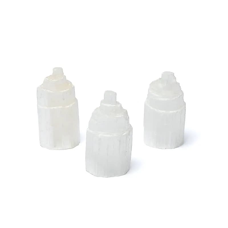Kleine seleniet toren van 6 cm met zachte witte kleur