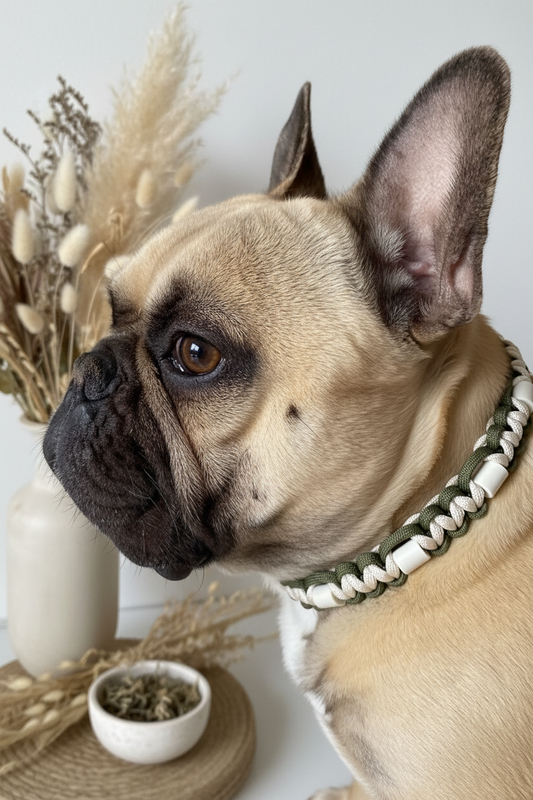 Handgemaakte Tekenband voor Honden met EM Keramische Kralen – Natuurlijke Bescherming