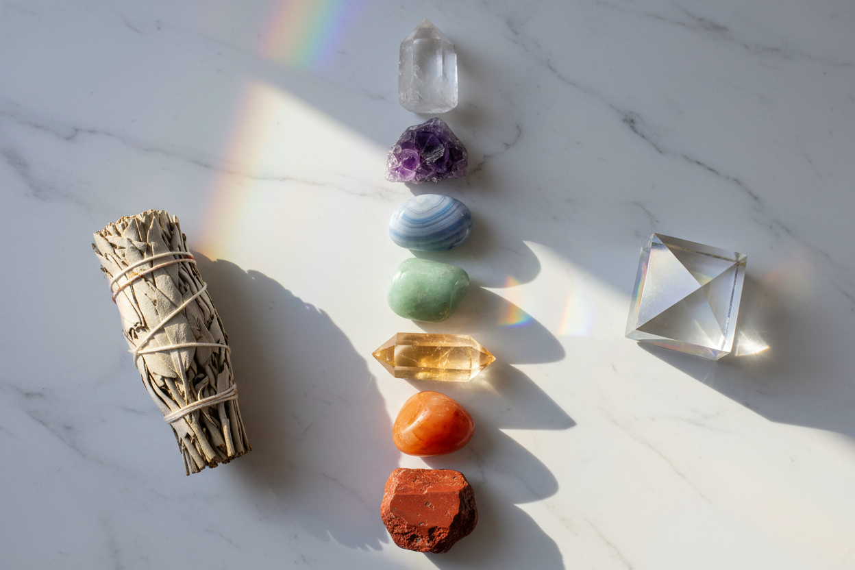 Zeven chakra edelstenen voor energetische balans - van wortelchakra tot kroonchakra