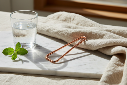 Koperen tongschraper voor Ayurvedisch ochtendritueel en natuurlijke mondverzorging