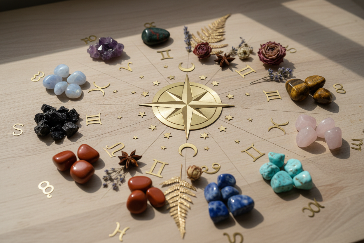 Sterrenbeelden met bijbehorende edelstenen - alle 12 geboortestenen voor astrologie en spirituele groei