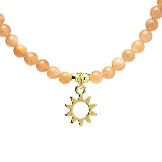 Zonnesteen Ketting met Gouden Zon Hanger