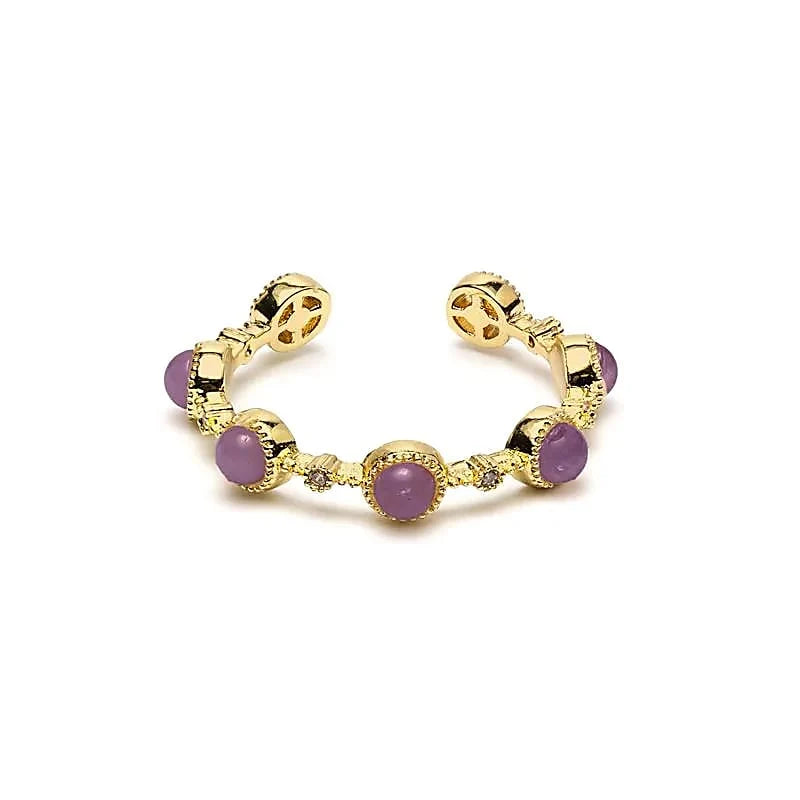 goudkleurige ring met amethist steentjes