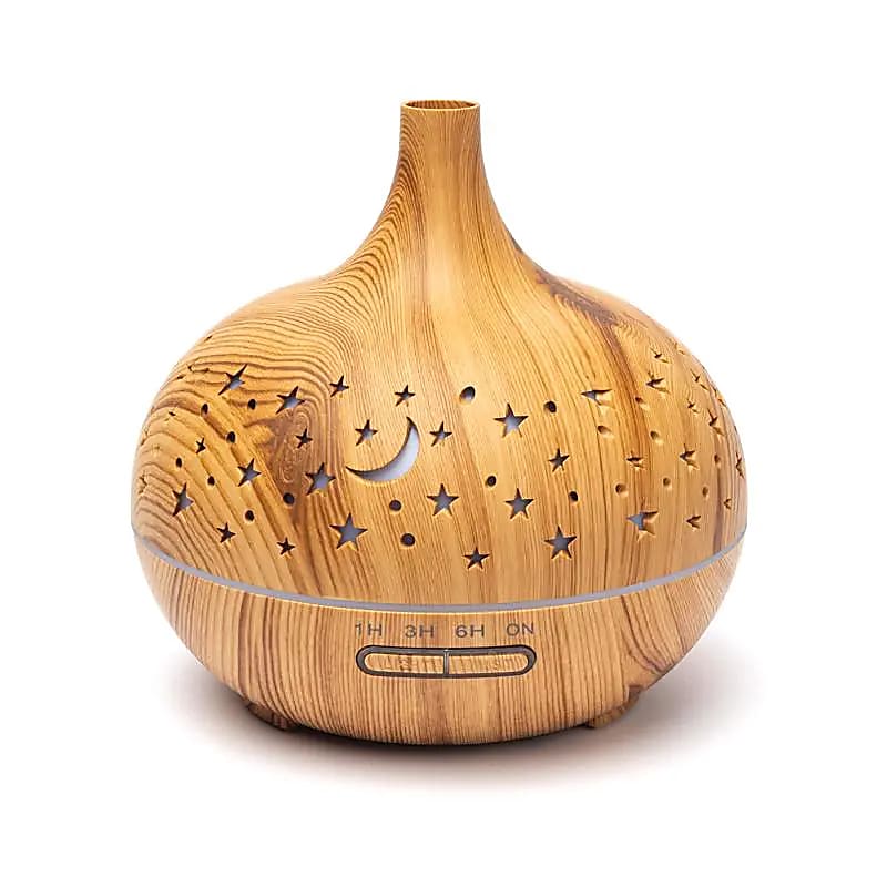 Aroma diffuser Starlight houtmotief ultrasoon 100ml met LED verlichting