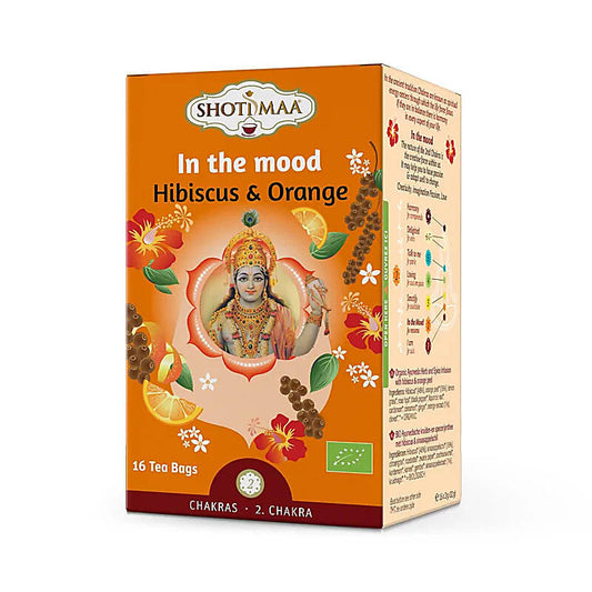 Shoti Maa thee In the Mood met hibiscus en sinasappel