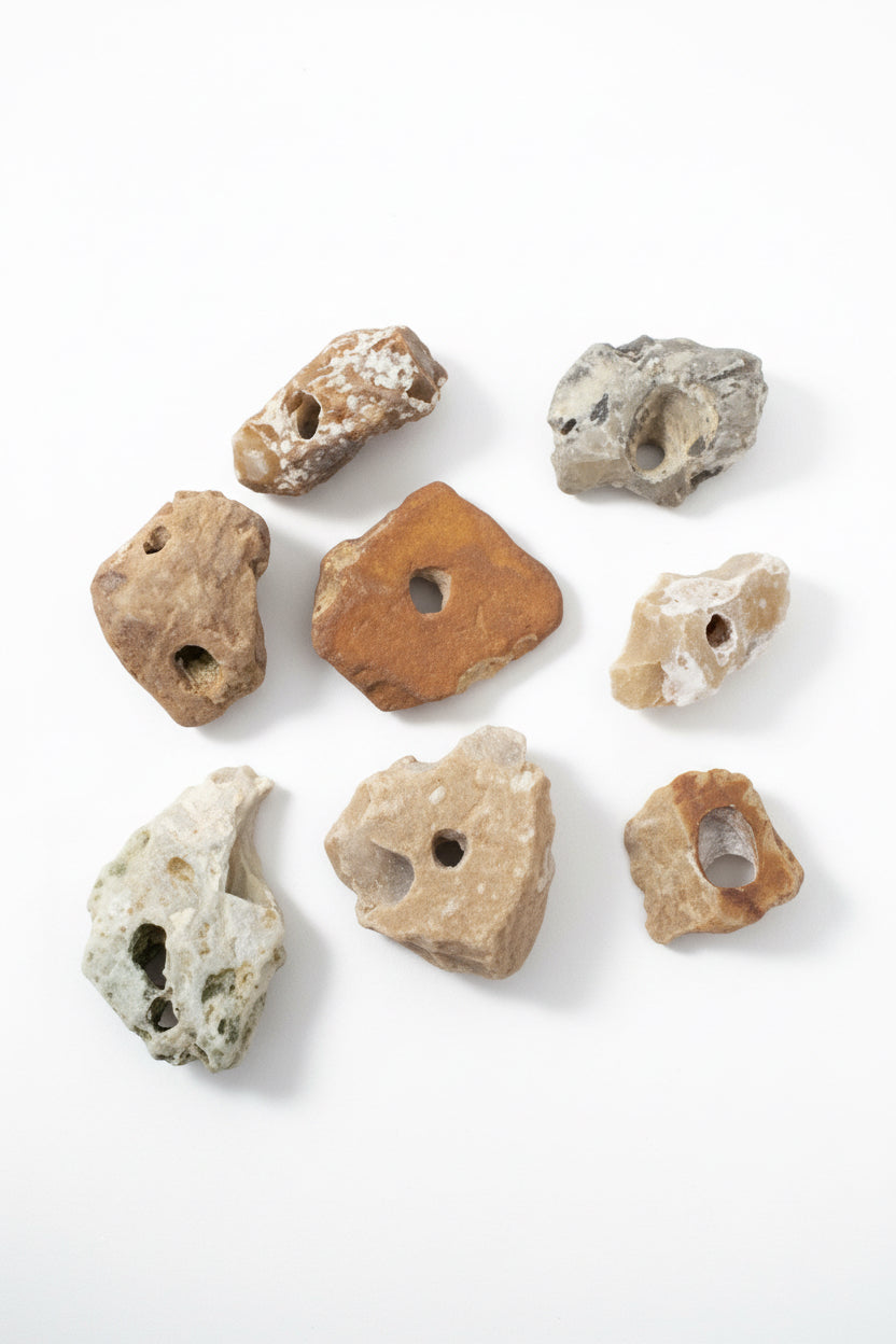 Hagstone heksensteen met natuurlijk gat - beschermende steen uit folklore
