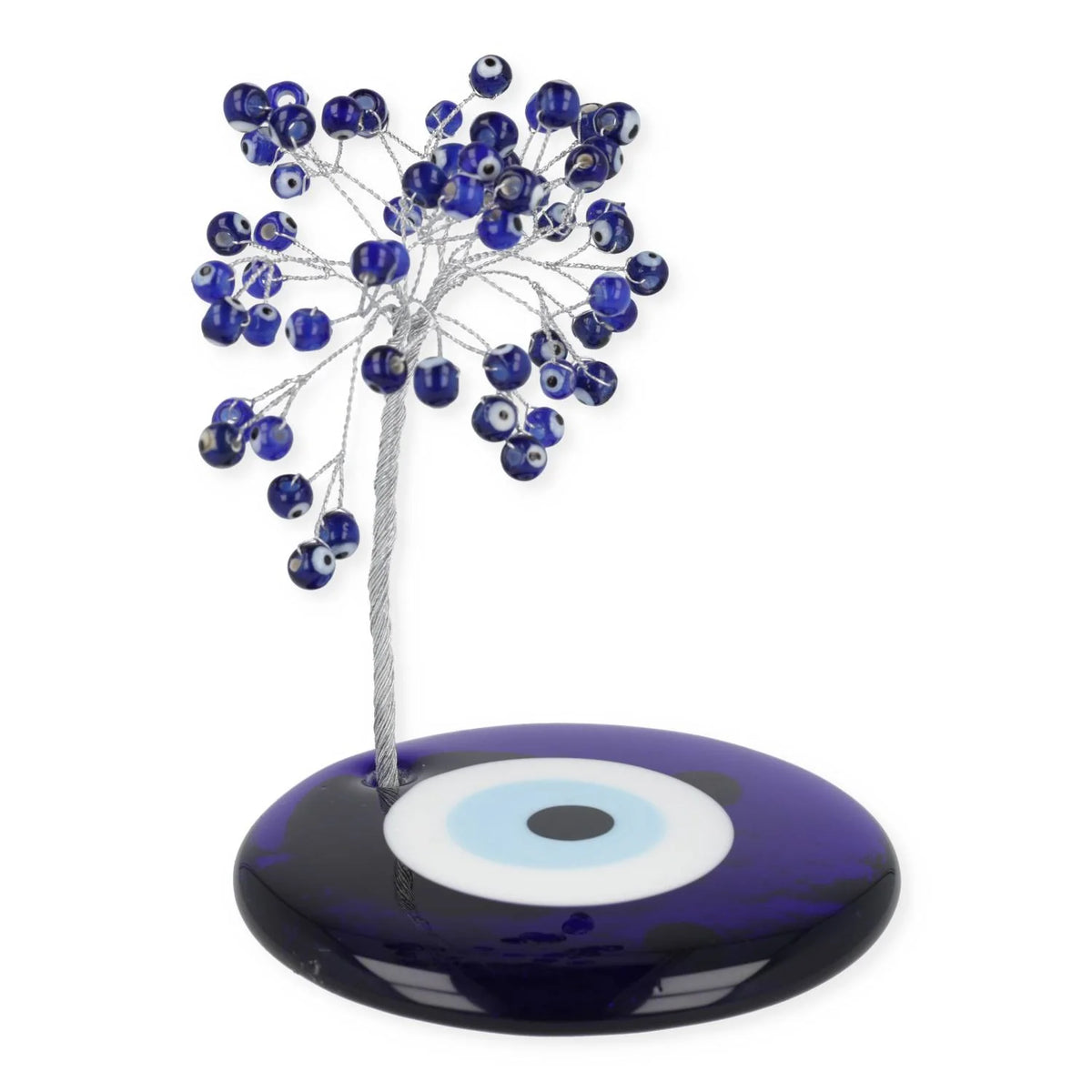 Nazar glazen edelsteenboom met blauw boze oog glazen basis