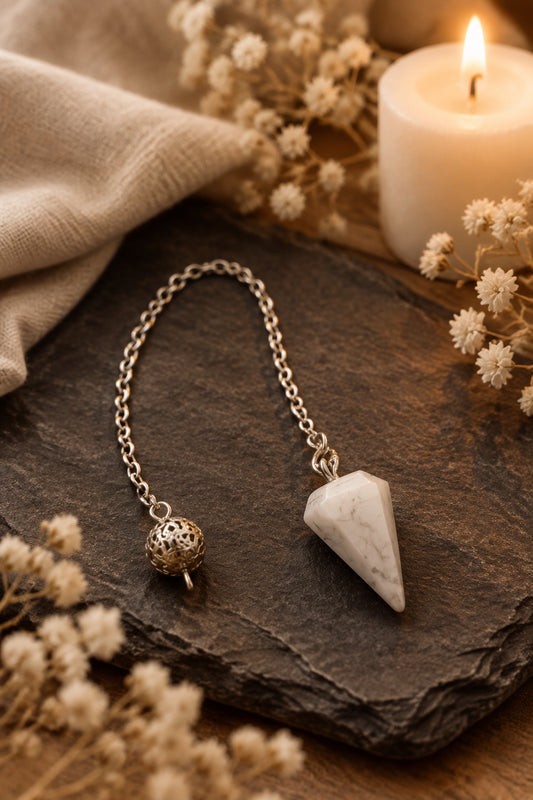 Rozenkwarts pendel met zilverkleurige ketting