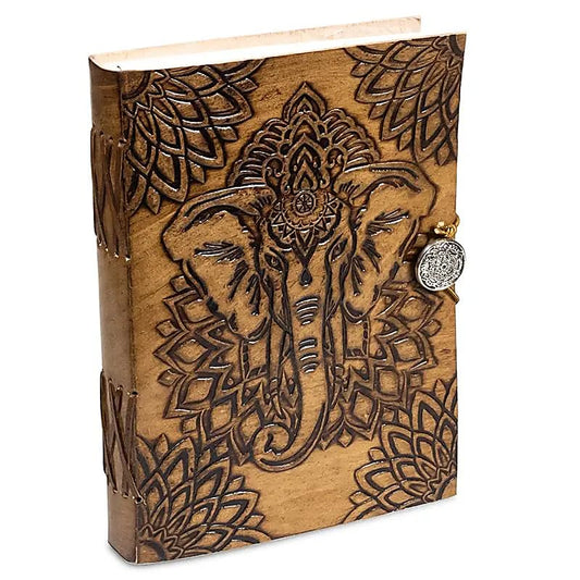 Leren Notitieboekje met Olifant - Gerecycled Papier