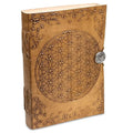 Leren Notitieboekje met Flower of Life - Gerecycled Papier
