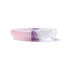 Gouden driehoek duimsteen worry stone met rozenkwarts en bergkristal