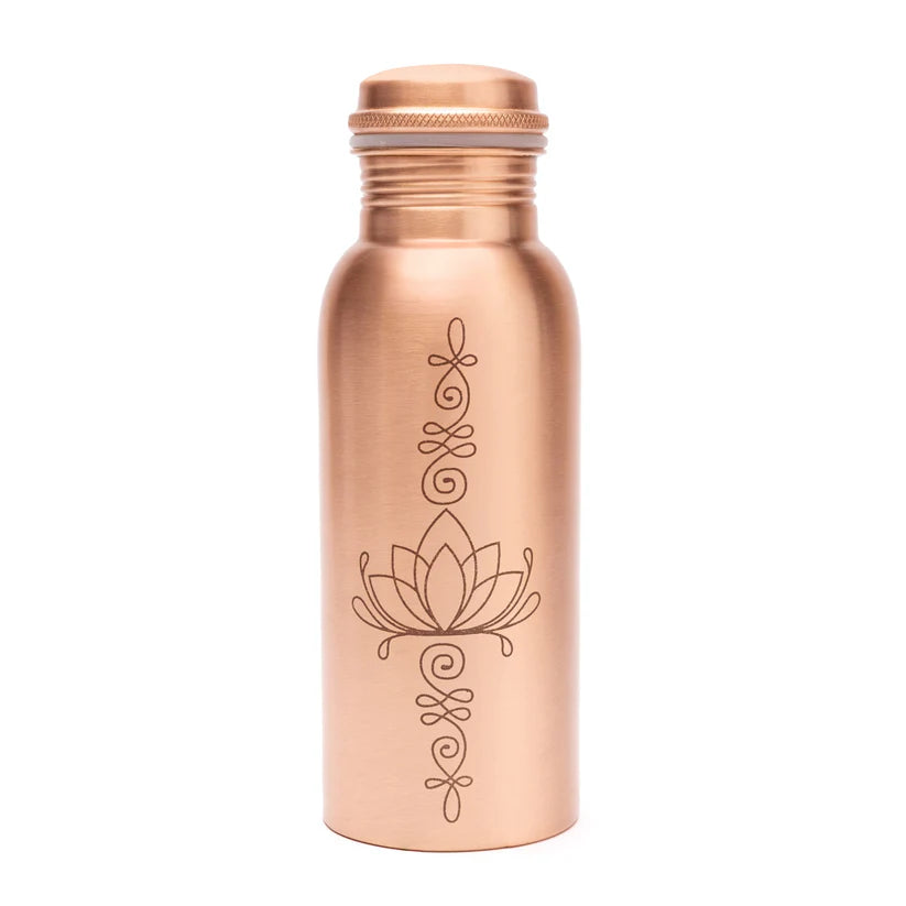 Kupfer-Trinkflasche mit Lotusmotiv 500 ml