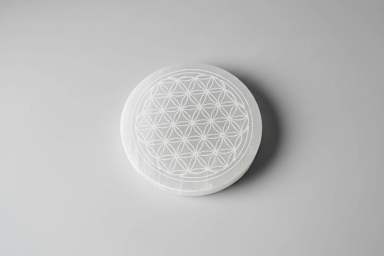 Seleniet oplaad schijf met bloem des levens