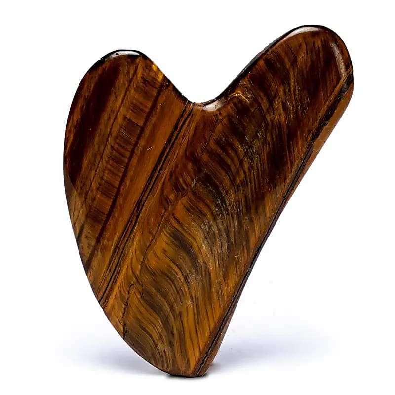 Tijgeroog Gua Sha hartvorm – gezichtsmassage en lymfedrainage, ca. 8 cm