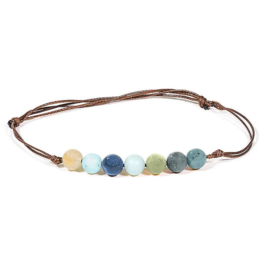 Verstelbare amazoniet armband 6mm blauwgroen
