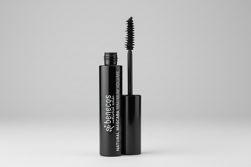 Benecos mascara maximum volume intens zwart 8ml met natuurlijke ingrediënten en vitamine E voor gevoelige ogen 