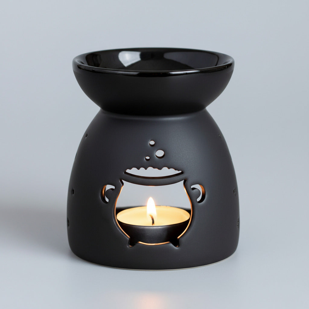 Zwarte Keramische Oliebrander — Ketel Design 10 cm