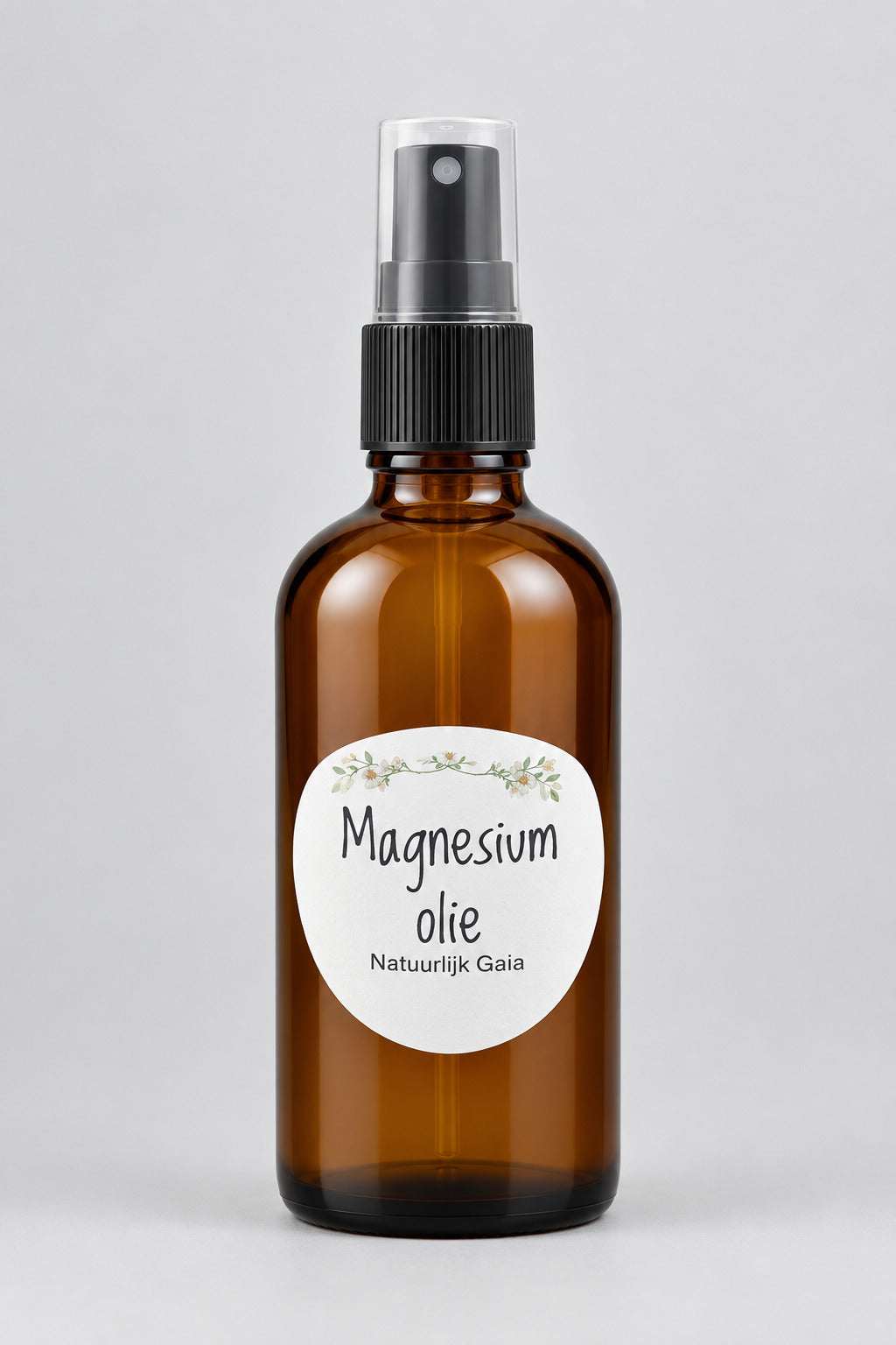 Magnesium olie in amber glazen sprayflacon