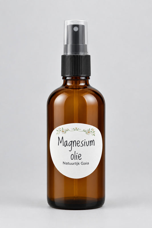 Magnesium olie in amber glazen sprayflacon