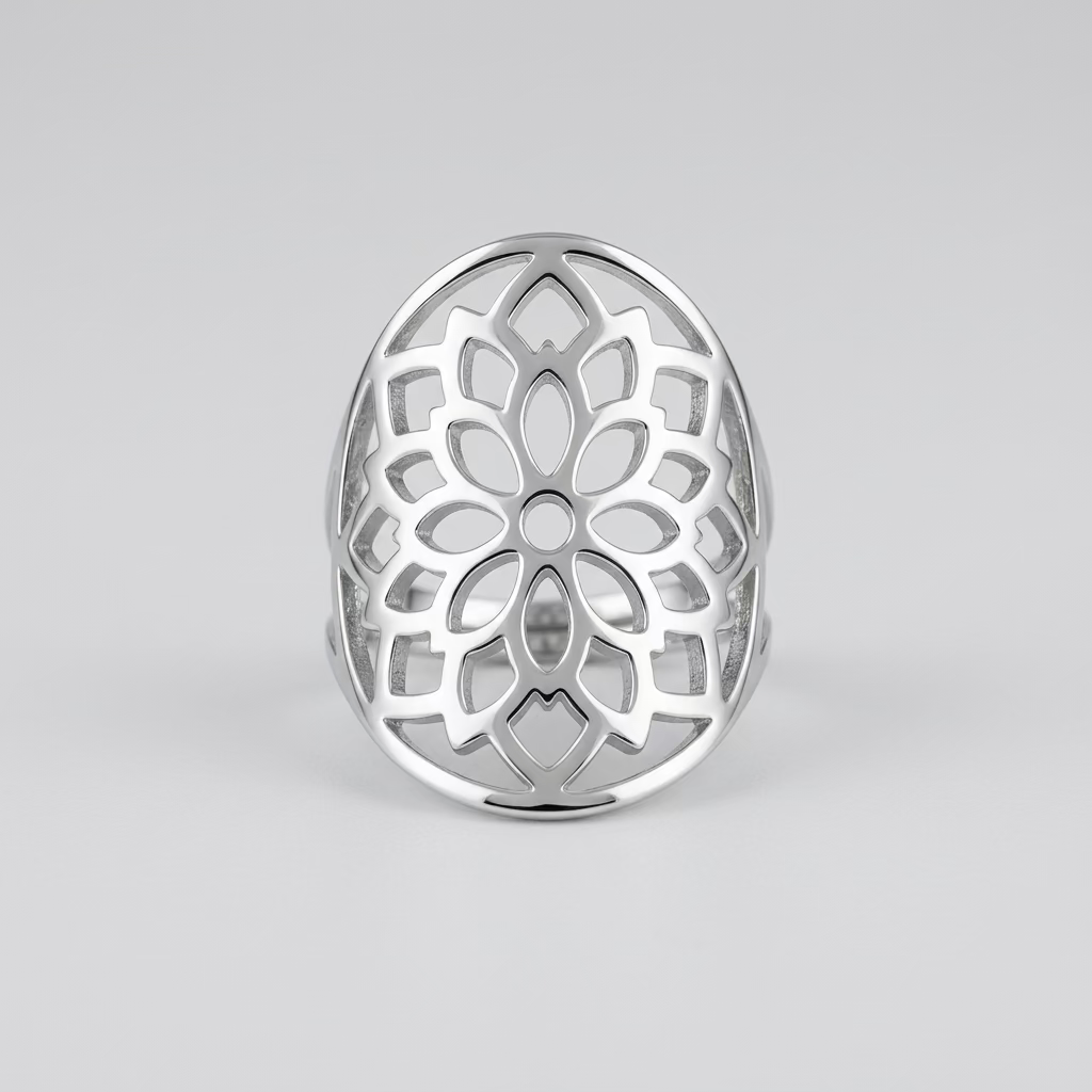 Ring Bloemmotief Zilverkleurig