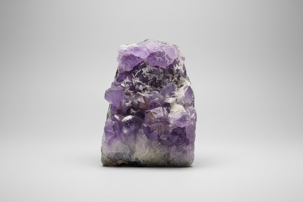 Grote amethist-calciet cutbase van 1146g met combinatie