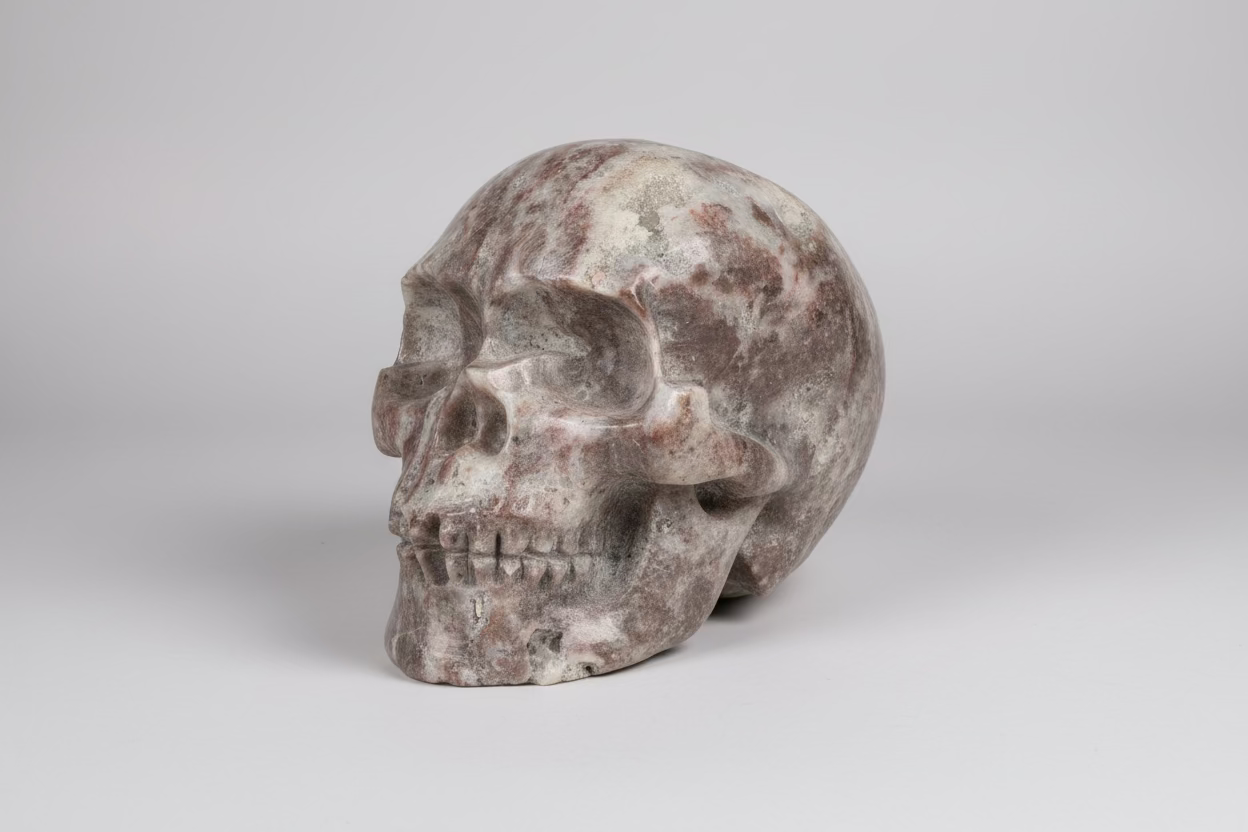 Grote chalcedoon schedel van 3,9 kg als statement piece