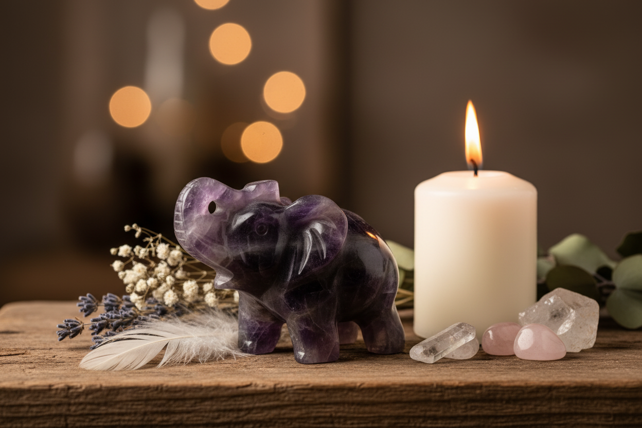 Amethyst Elephant - Gemstone Figurine 202g