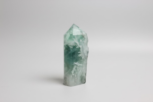 Green Fluorite Point - Polished with Rough Side 100g