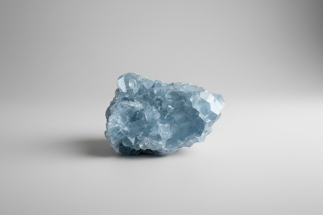 Middelgrote celestien van 146 gram met kristalpunten