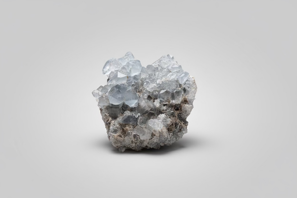 Zeer grote celestien cluster van 916 gram met imposante blauwe punten