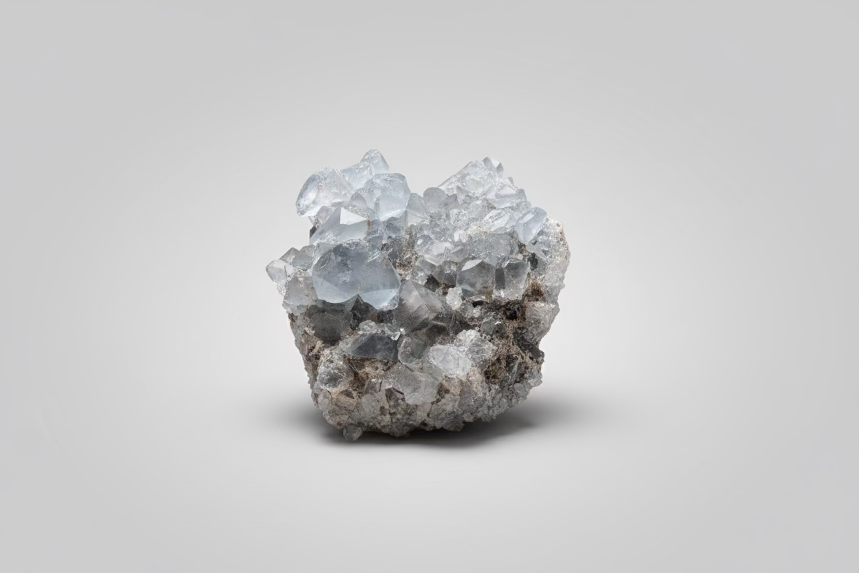 Zeer grote celestien cluster van 916 gram met imposante blauwe punten