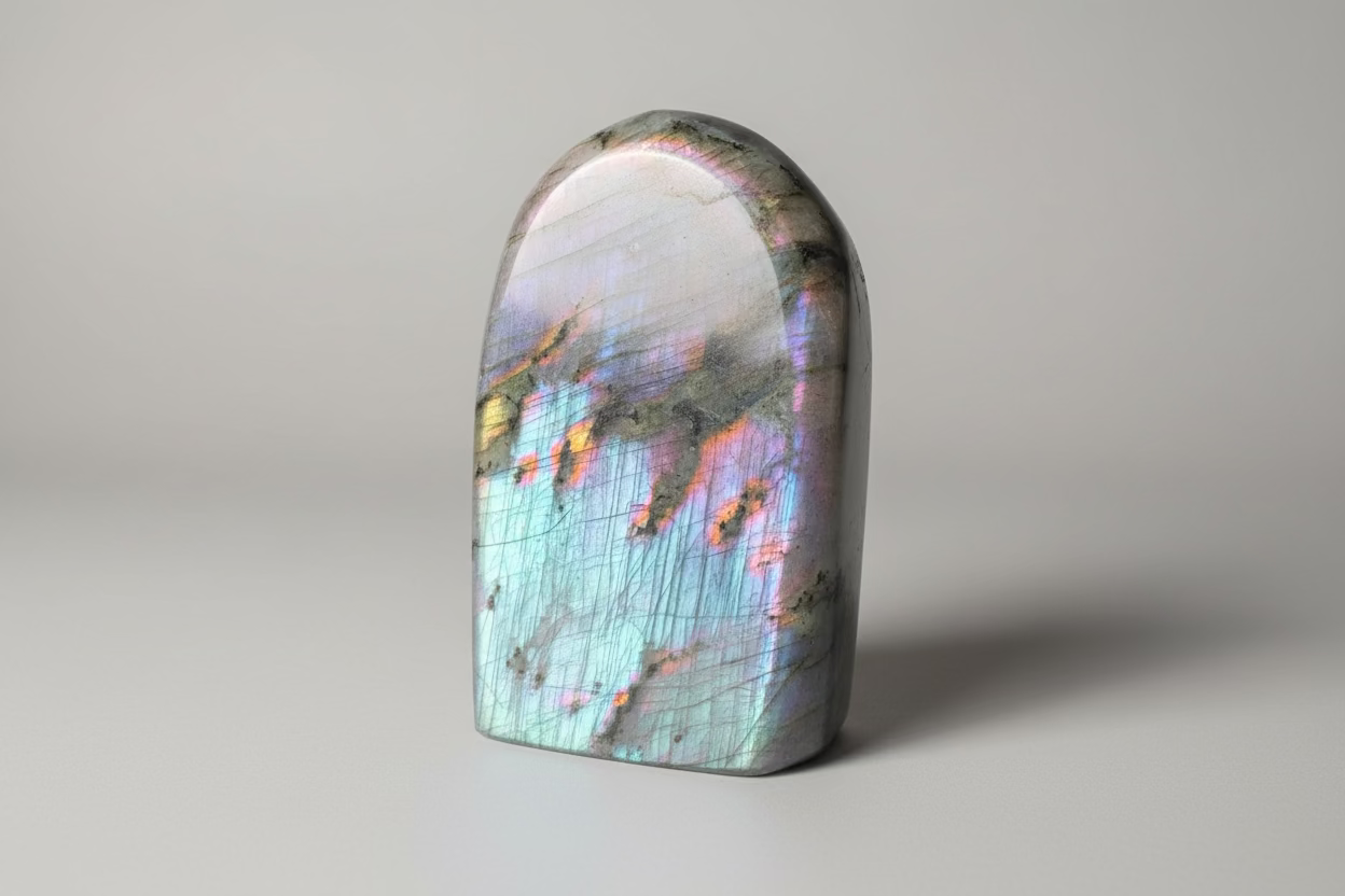 Roze-paarse labradoriet met subtiele flash