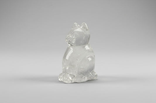 Bergkristal Kat – Handgesneden Miniatuur 5cm