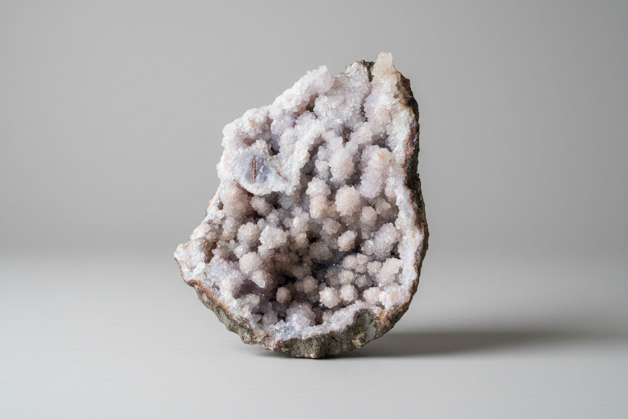 "Natuurlijke cactus kwarts geode van 1000 gram met unieke kristalformatie, 14 cm hoog en 12 cm breed"