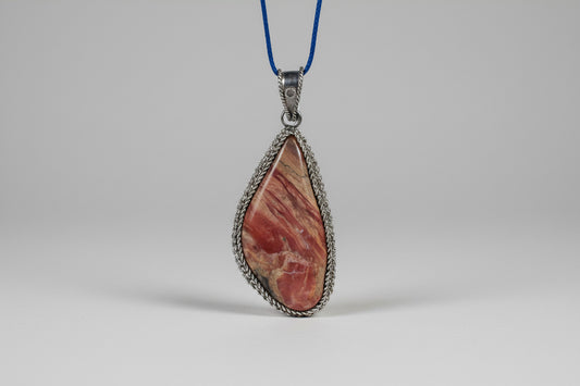 Vintage 925 sterling zilver hanger met natuurlijke landschapsjaspis 3,5 cm, unieke patronen, ambachtelijke afwerking 