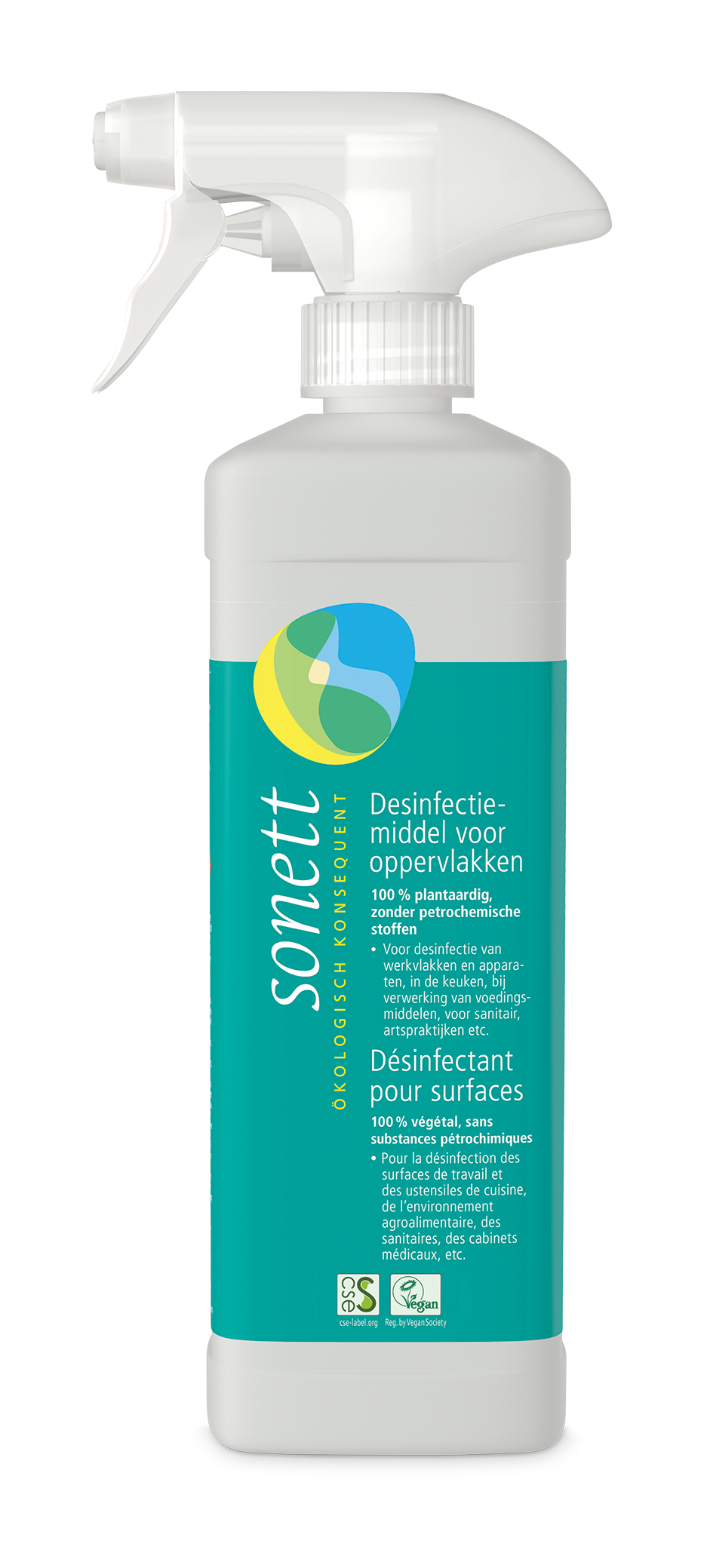 Sonett desinfectiemiddel 500ml voor oppervlakken met 70% alcohol, salie en lavendel, vegan en effectief tegen virussen 