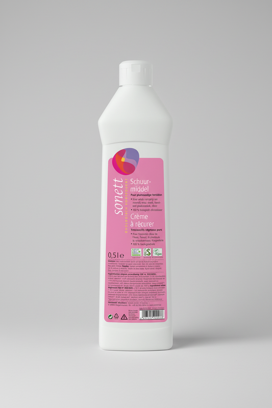 Sonett schuurmiddel 500ml met lavendel en citroengras, mild biologisch schuurmiddel voor roestvrij staal, email en glaskeramiek 