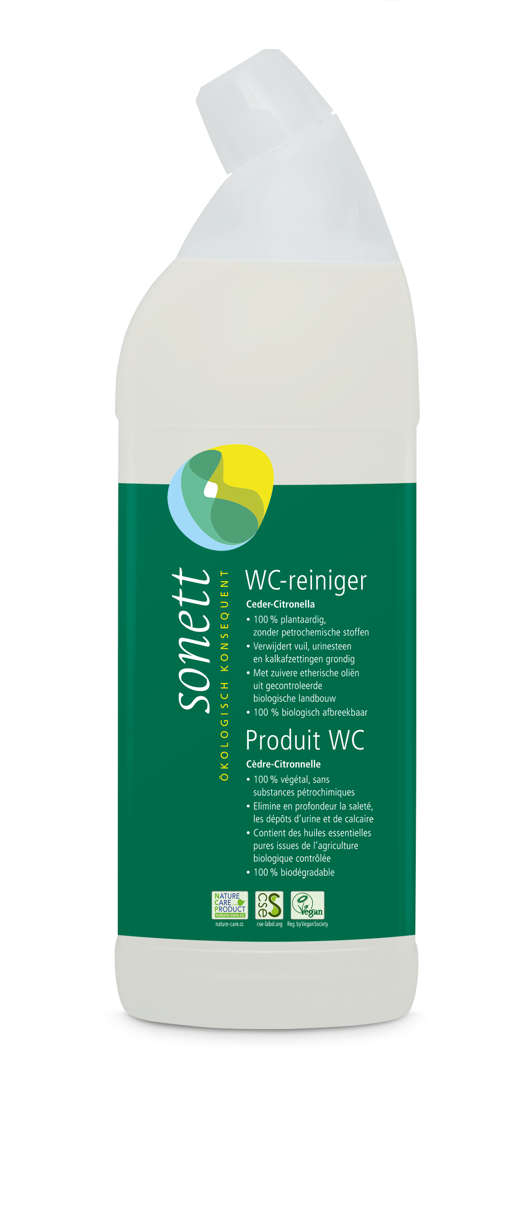Sonett WC-reiniger 750ml met ceder en citronella, biologisch en veganistisch tegen urinesteen en kalk, dikvloeibaar voor goede hechting