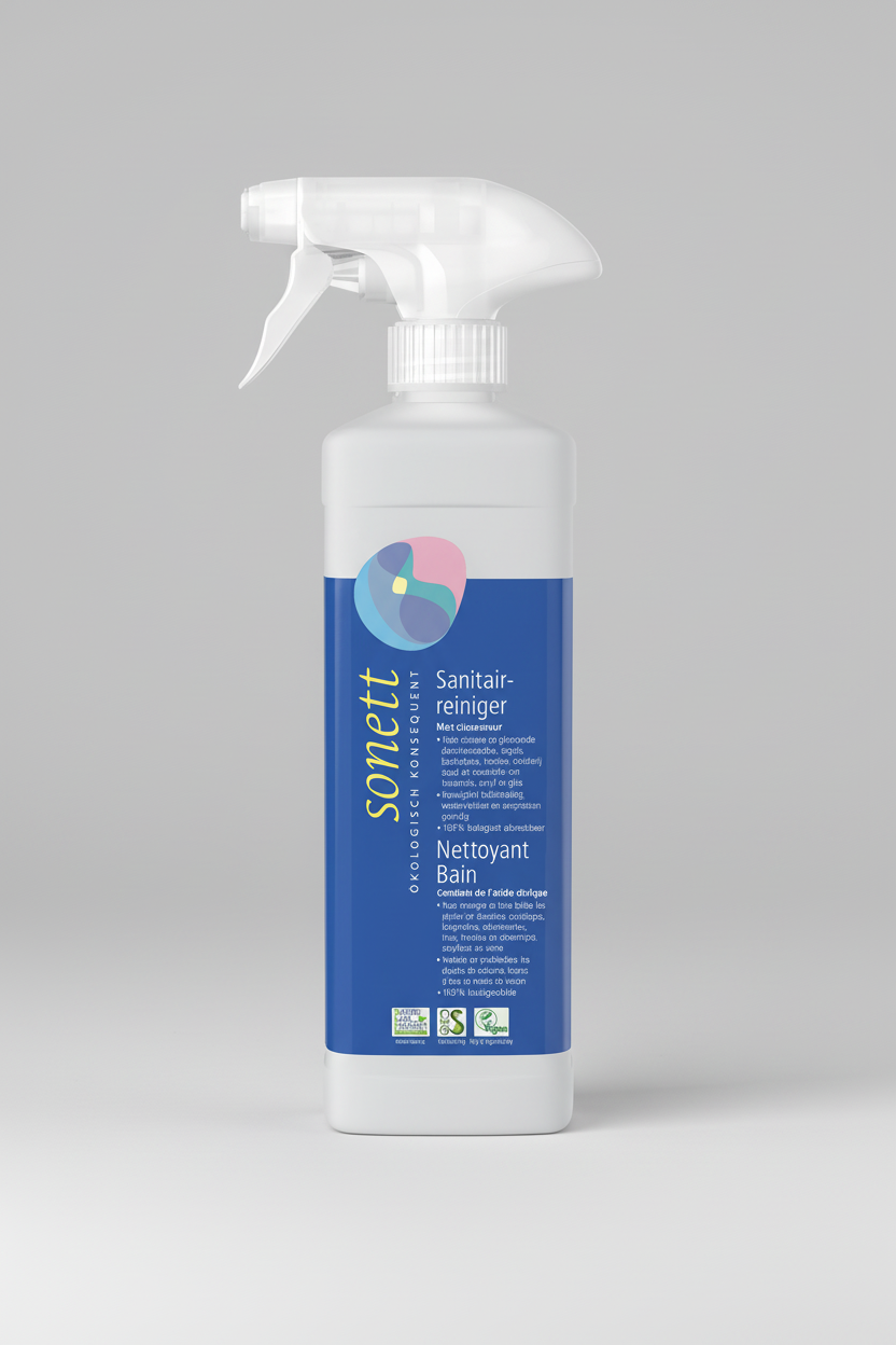 Sonett badkamerreiniger 500ml, biologisch met citroenzuur tegen kalkaanslag, watervlekken en zeepresten voor tegels en douche 