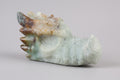 Handgesneden draak van natuurlijk amazoniet in mintgroene kleur met bruine accenten