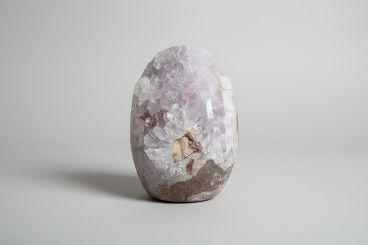 Roze amethist cutbase geode Š zachte roze kristallen met vlakke onderkant
