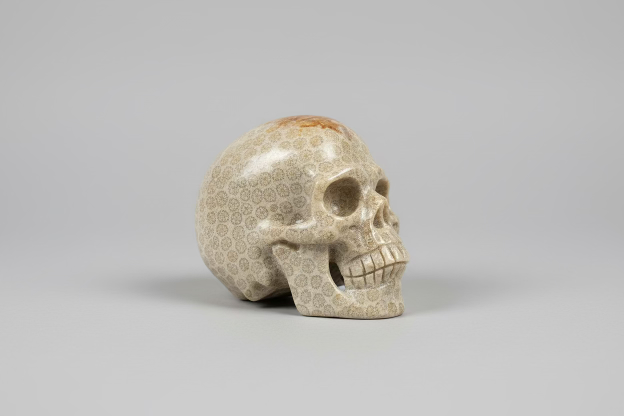 Fossiel koraal schedel van 227 gram met oude structuur