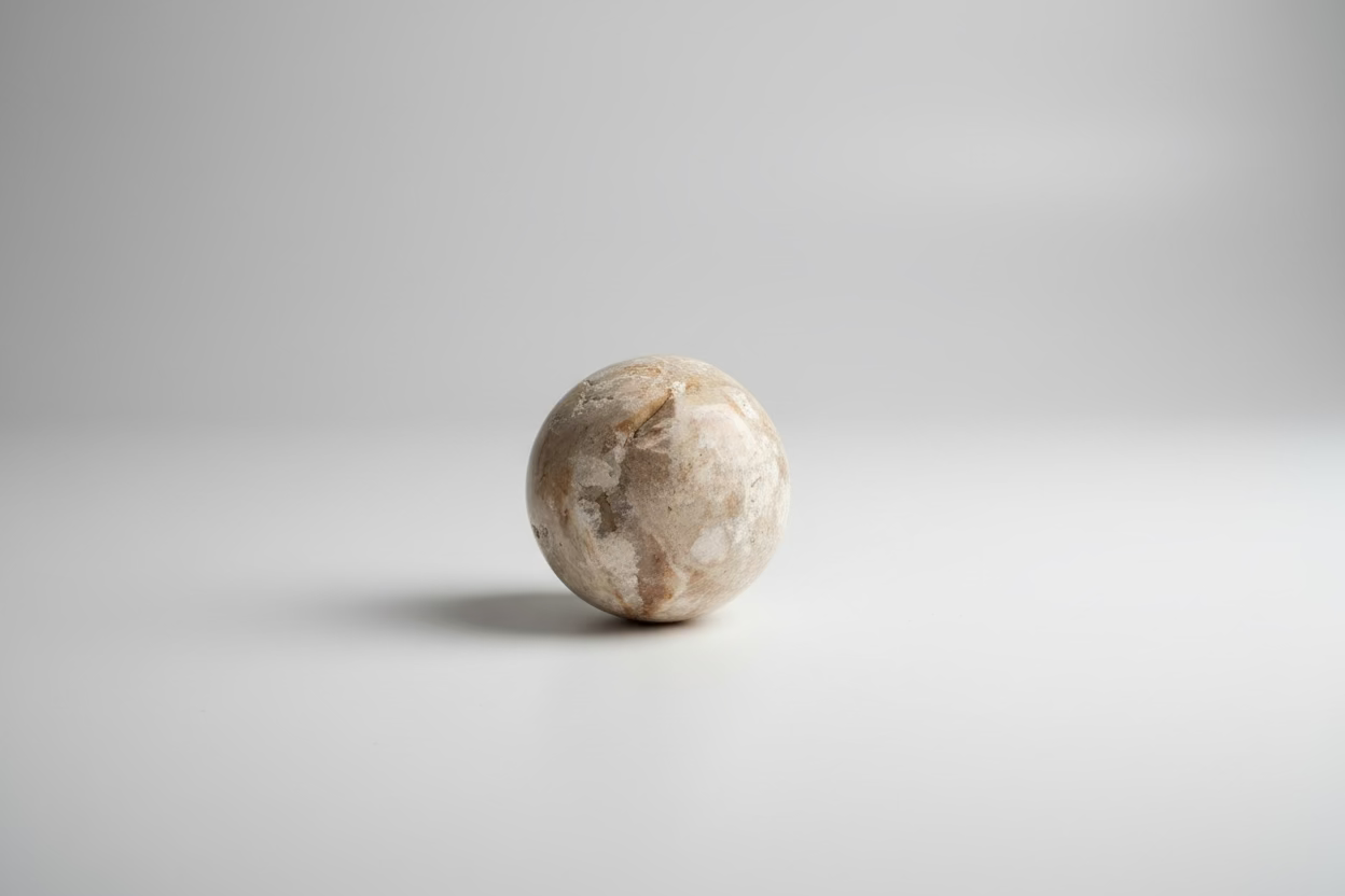 Gele jaspis bol van 195 gram met druzy kristalletjes
