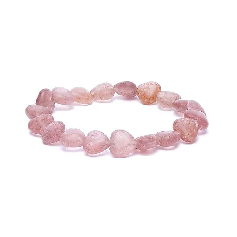 Aardbeienkwarts hartvorm armband met rode spikkels